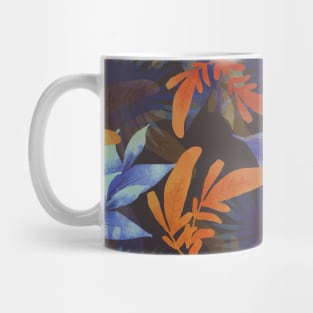 exotic orange and blue greenery plant pattern Mug